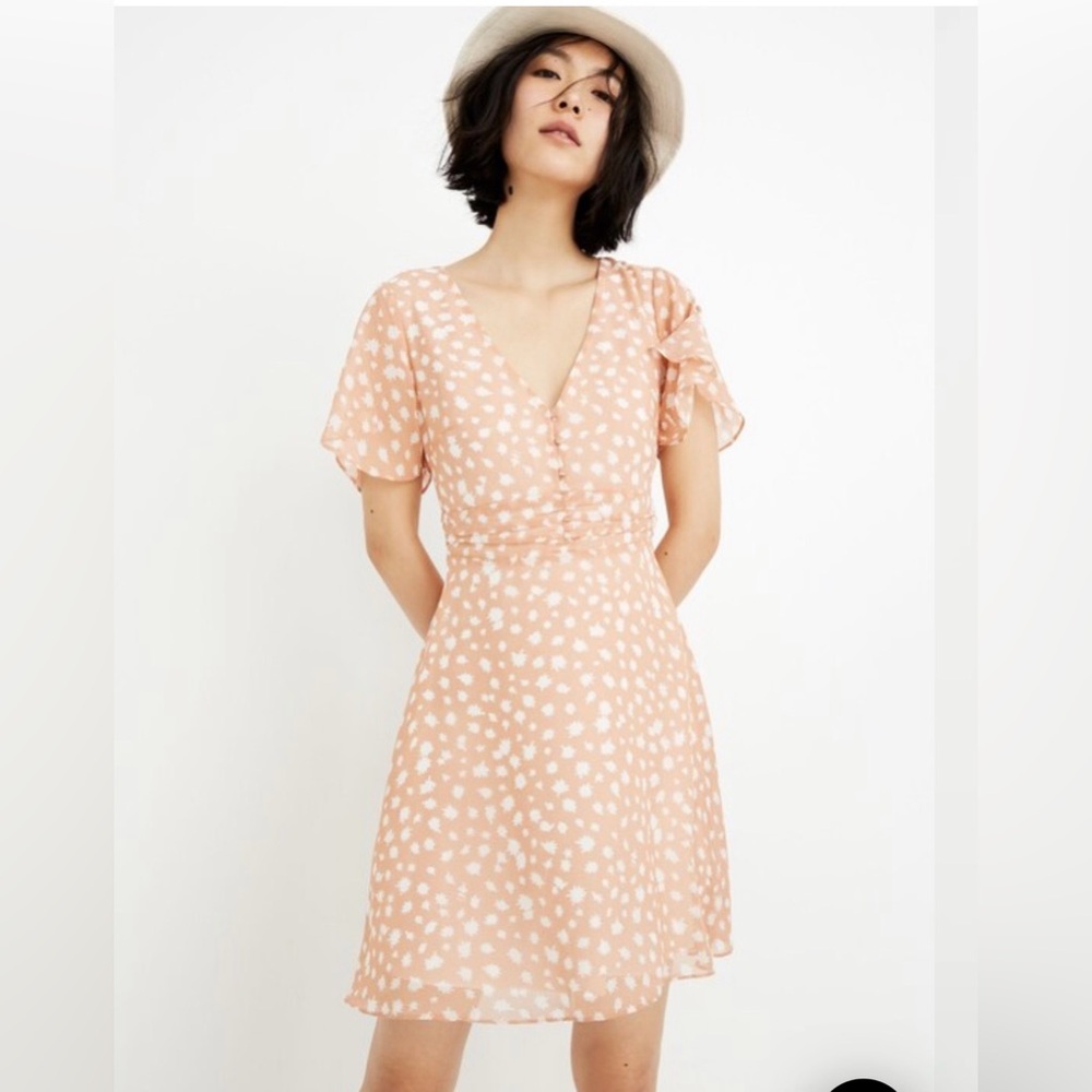 Madewell Peach Polka Dot Mini Dress